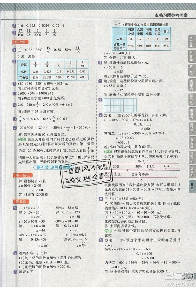 天星教育2019教材幫小學(xué)數(shù)學(xué)六年級(jí)上冊(cè)BSD北師大版參考答案