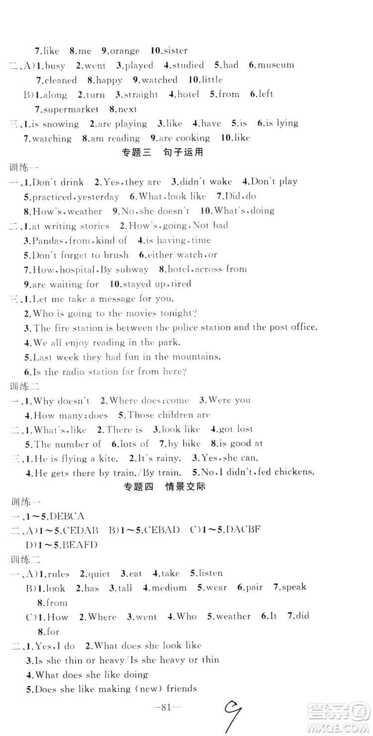 新疆青少年出版社2019快樂(lè)驛站假期作業(yè)七年級(jí)英語(yǔ)人教版答案