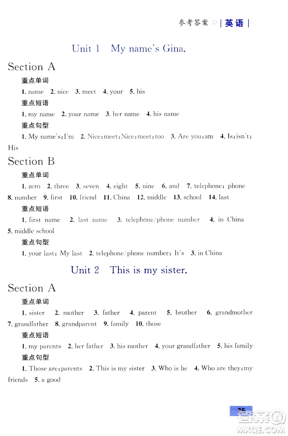 2019優(yōu)化設(shè)計(jì)初中同步學(xué)考三分鐘英語課堂七年級(jí)英語上冊(cè)人教版答案
