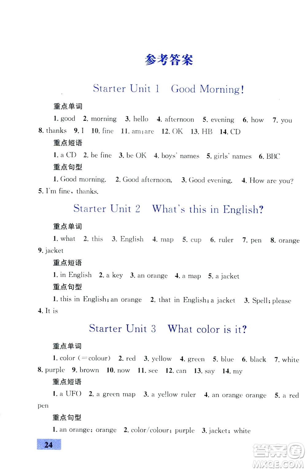2019優(yōu)化設(shè)計(jì)初中同步學(xué)考三分鐘英語課堂七年級(jí)英語上冊(cè)人教版答案