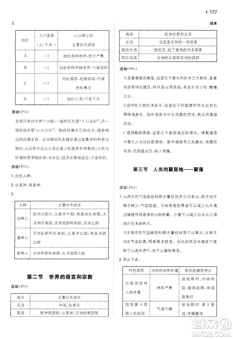 湖南教育出版社2020一本同步訓(xùn)練七年級上冊初中地理人教版答案