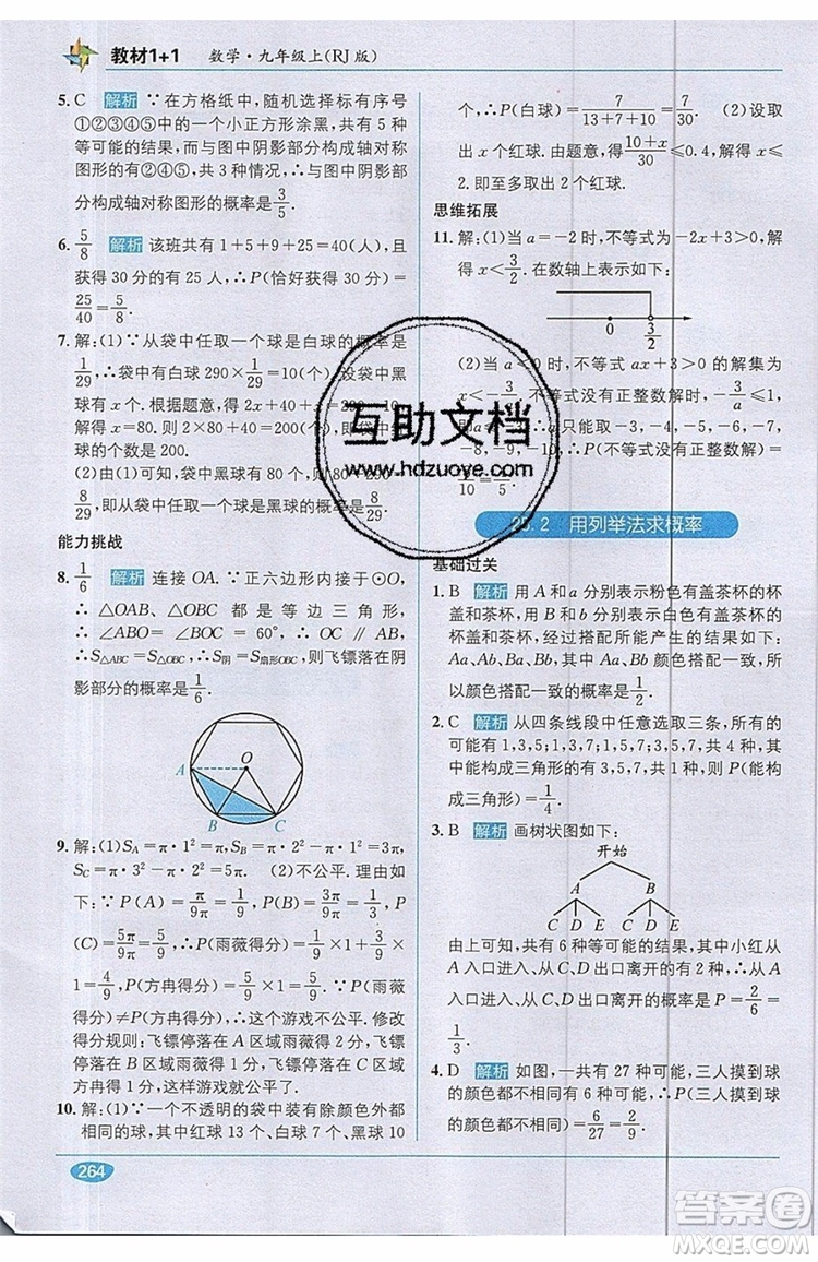 全能學練2019秋教材1+1優(yōu)化創(chuàng)新訓練數(shù)學九年級上冊RJ版人教版參考答案