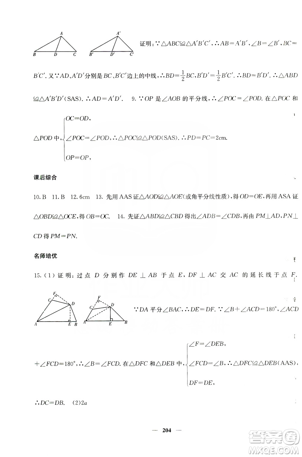 四川大學出版社2019名校課堂內(nèi)外八年級數(shù)學上冊人教版答案