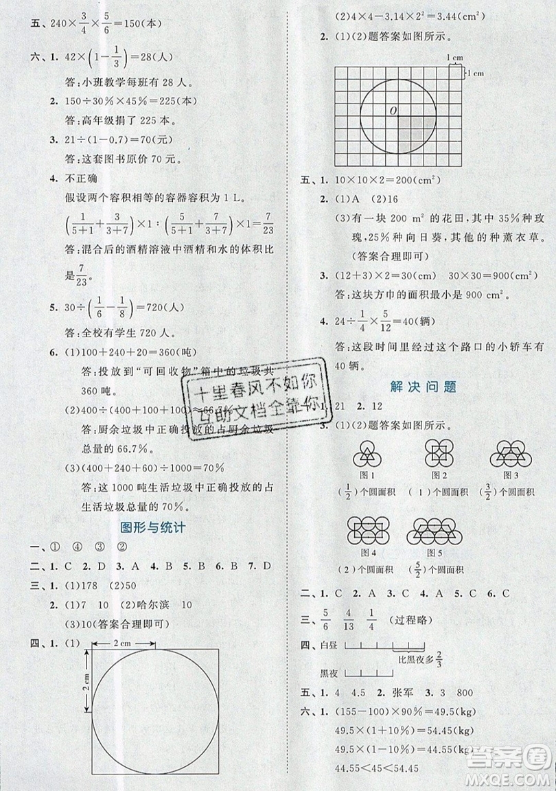西安出版社小兒郎2019曲一線53全優(yōu)卷小學數學六年級上冊北師大BSD版答案
