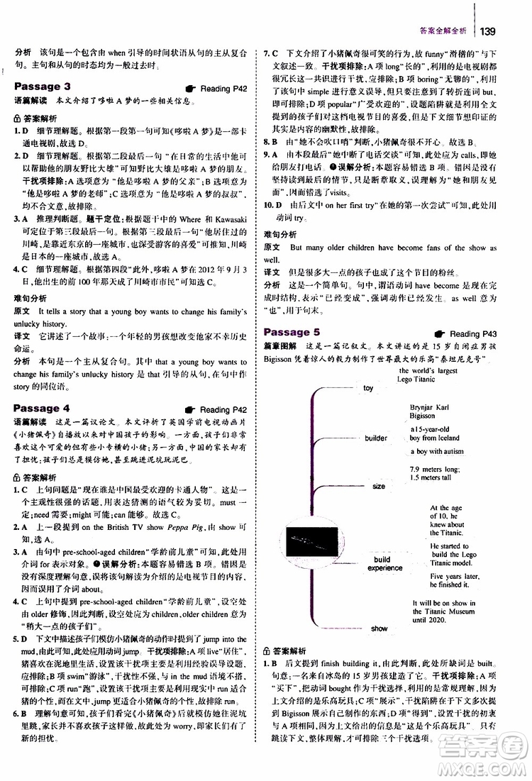 曲一線2020版53英語(yǔ)七年級(jí)通用版英語(yǔ)完形填空與閱讀理解150+50篇參考答案