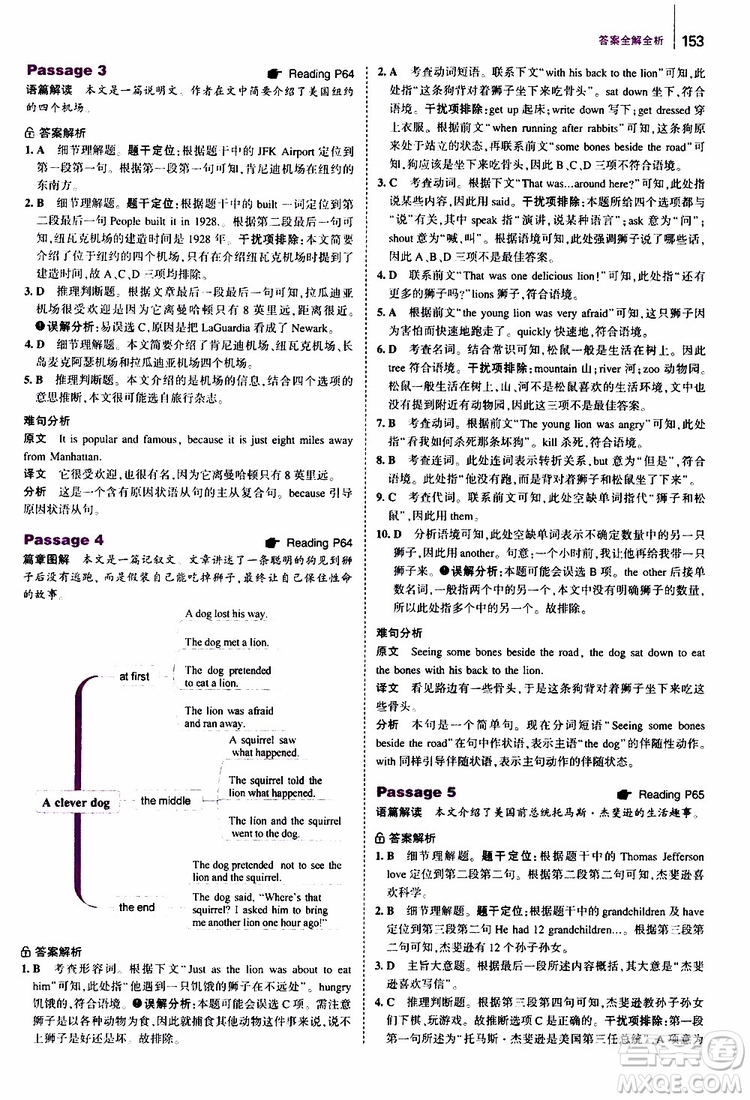 曲一線2020版53英語(yǔ)七年級(jí)通用版英語(yǔ)完形填空與閱讀理解150+50篇參考答案