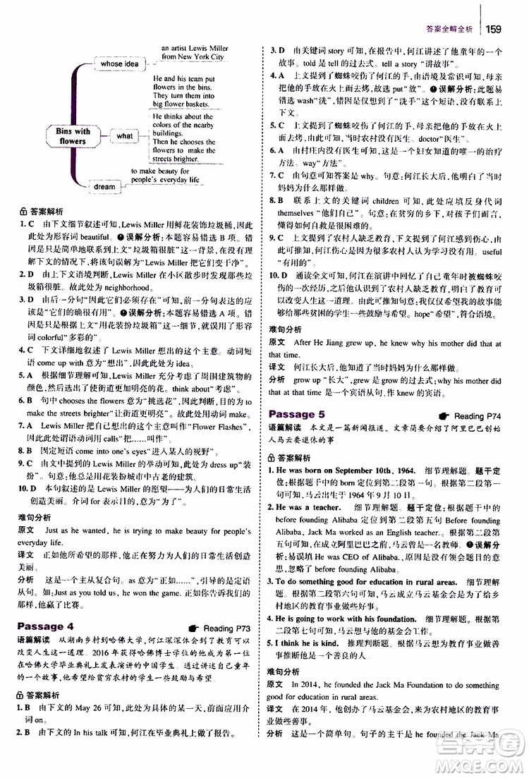 曲一線2020版53英語(yǔ)七年級(jí)通用版英語(yǔ)完形填空與閱讀理解150+50篇參考答案