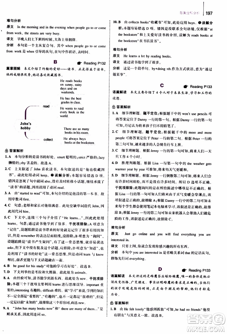 曲一線2020版53英語(yǔ)七年級(jí)通用版英語(yǔ)完形填空與閱讀理解150+50篇參考答案