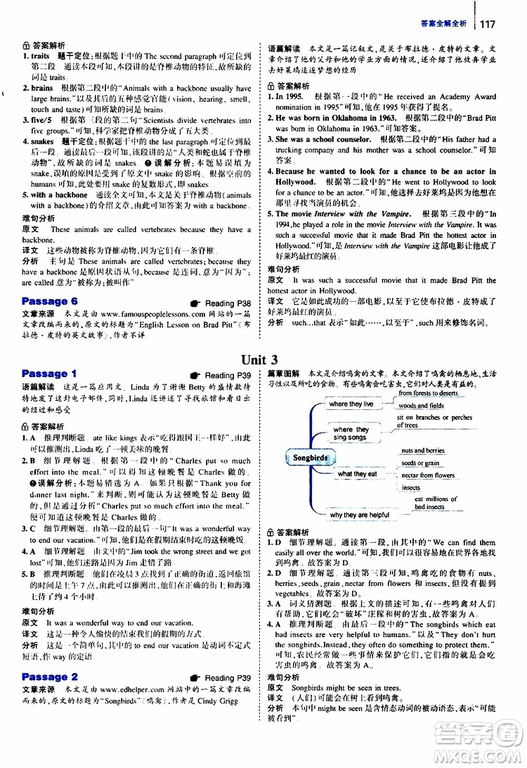 曲一線2020版53英語150加50篇英語閱讀理解八年級通用版參考答案