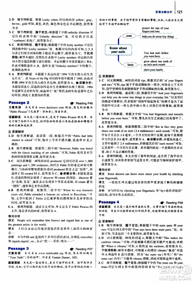 曲一線2020版53英語150加50篇英語閱讀理解八年級通用版參考答案