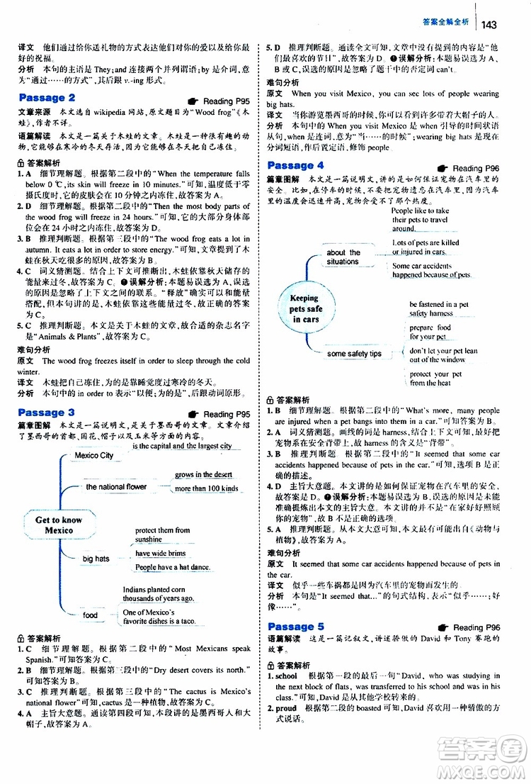 曲一線2020版53英語150加50篇英語閱讀理解八年級通用版參考答案