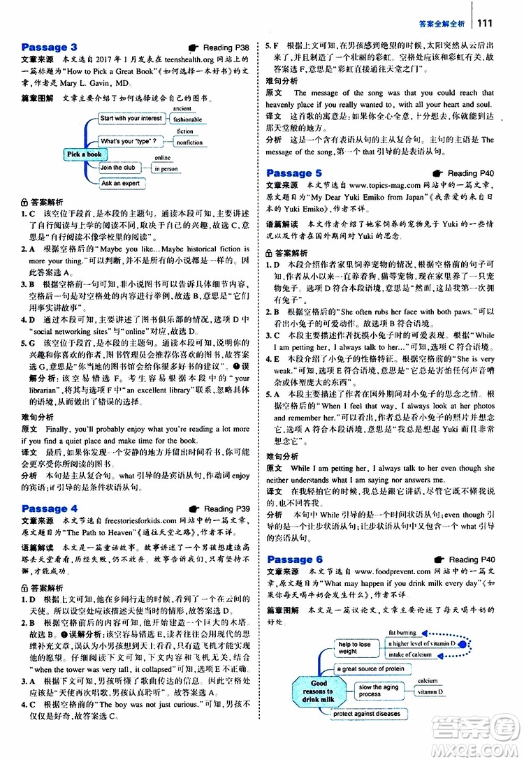 曲一線2020版53英語九年級(jí)中考英語閱讀語篇補(bǔ)全參考答案