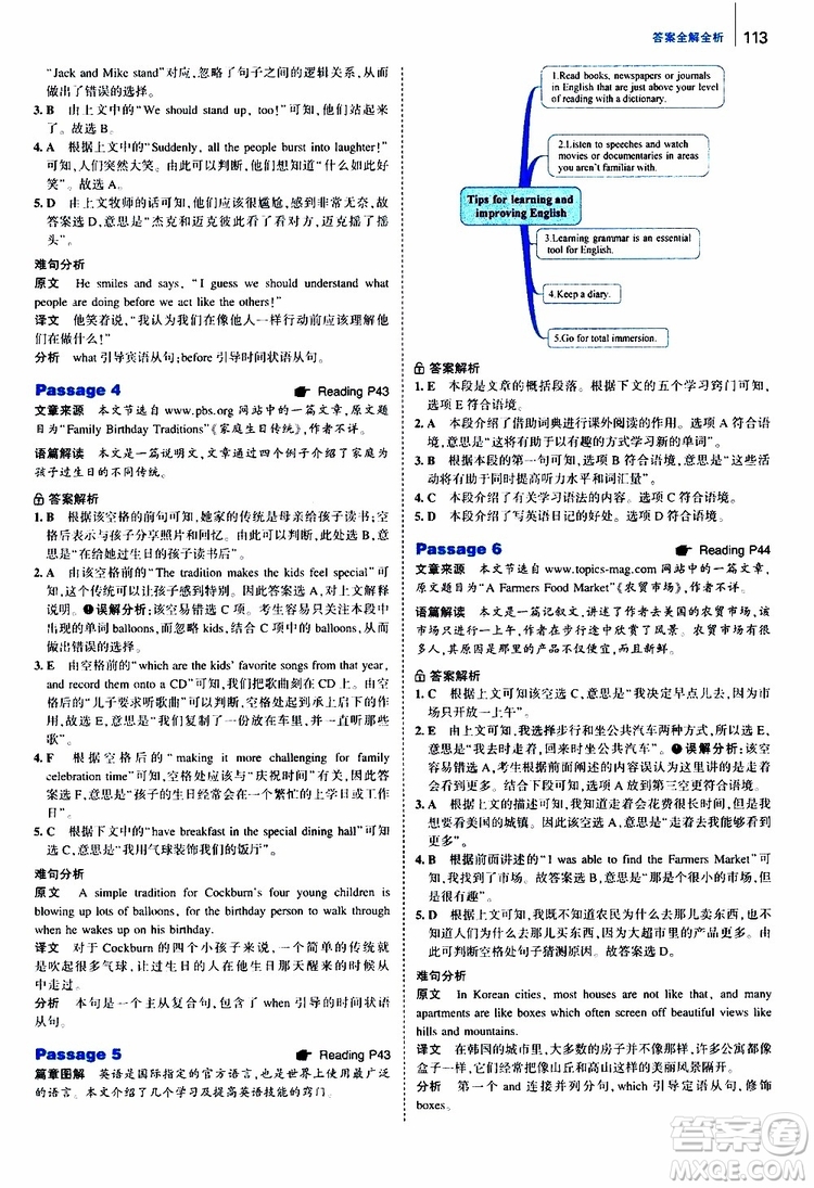 曲一線2020版53英語九年級(jí)中考英語閱讀語篇補(bǔ)全參考答案