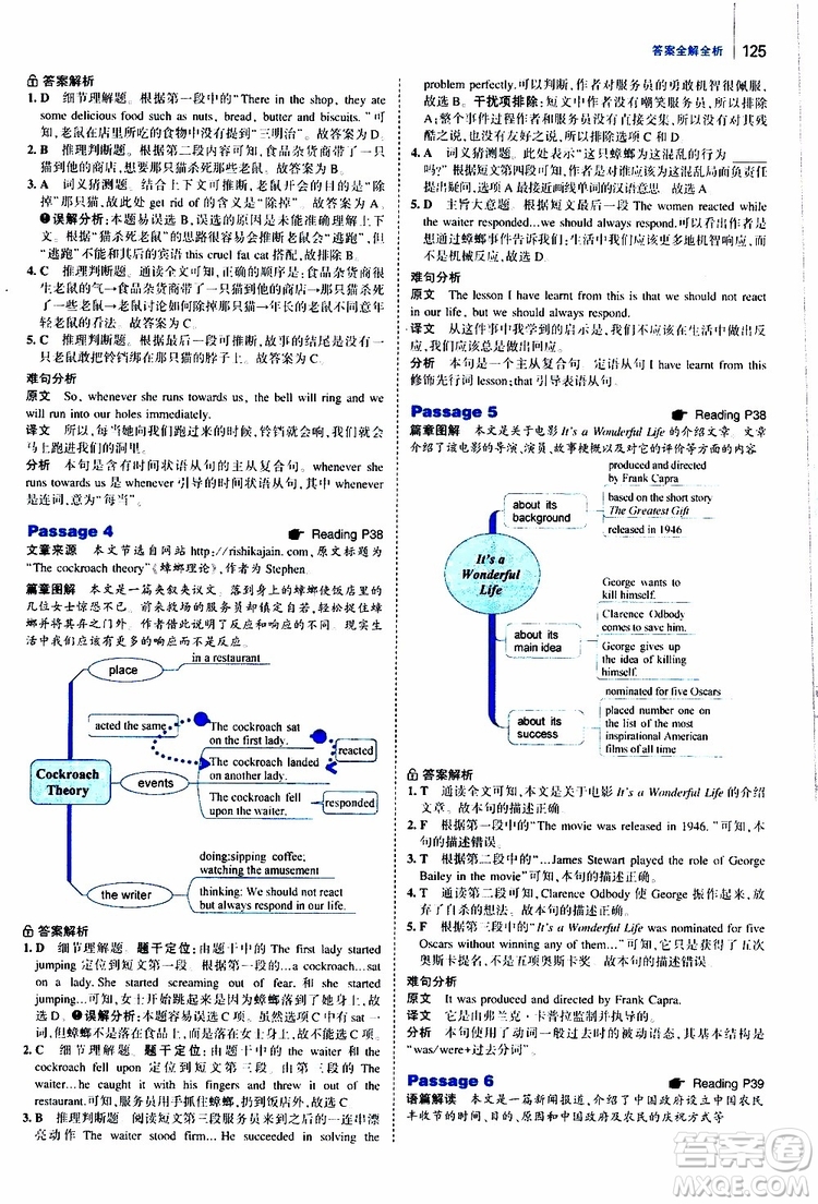 曲一線2020版53英語九年級加中考英語閱讀理解通用版參考答案