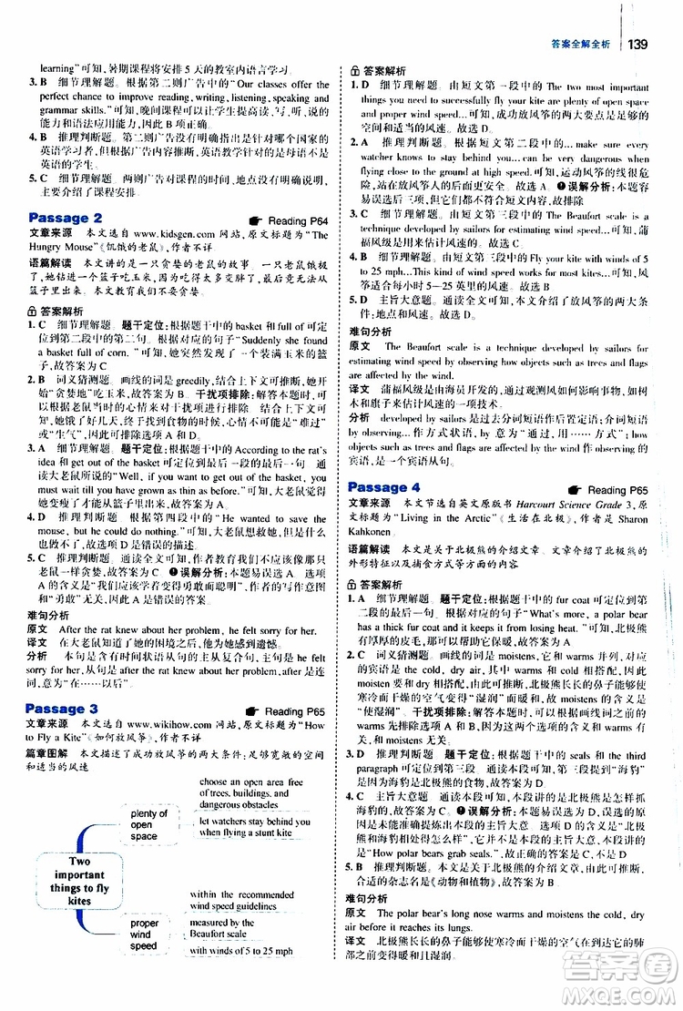 曲一線2020版53英語九年級加中考英語閱讀理解通用版參考答案