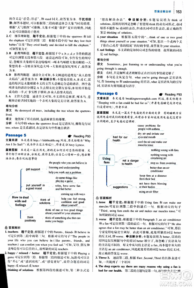 曲一線2020版53英語九年級加中考英語閱讀理解通用版參考答案