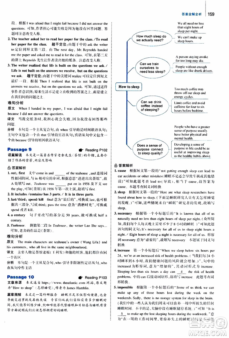 曲一線2020版53英語九年級加中考英語閱讀理解通用版參考答案