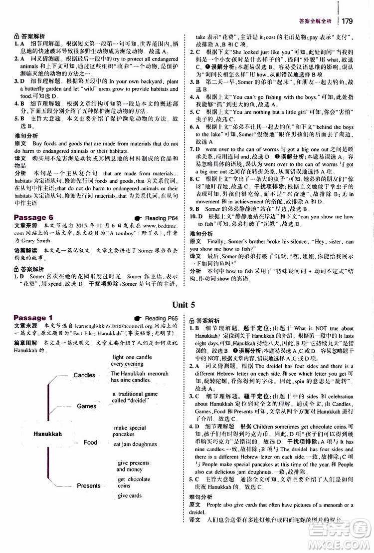 曲一線2020版53英語(yǔ)中考英語(yǔ)完形填空與閱讀理解150+50篇通用版參考答案