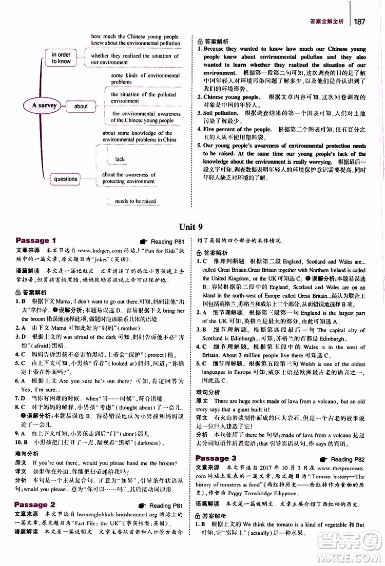 曲一線2020版53英語(yǔ)中考英語(yǔ)完形填空與閱讀理解150+50篇通用版參考答案