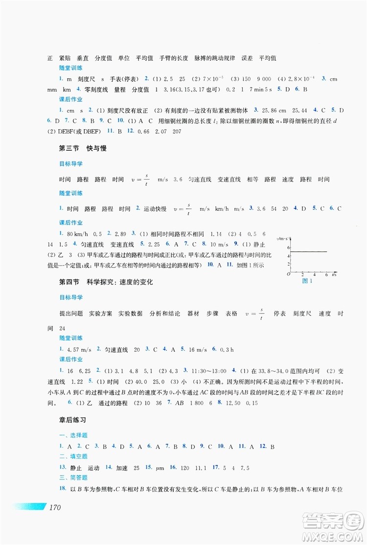 上海科學(xué)技術(shù)出版社2019新課程初中物理同步訓(xùn)練八年級全一冊答案