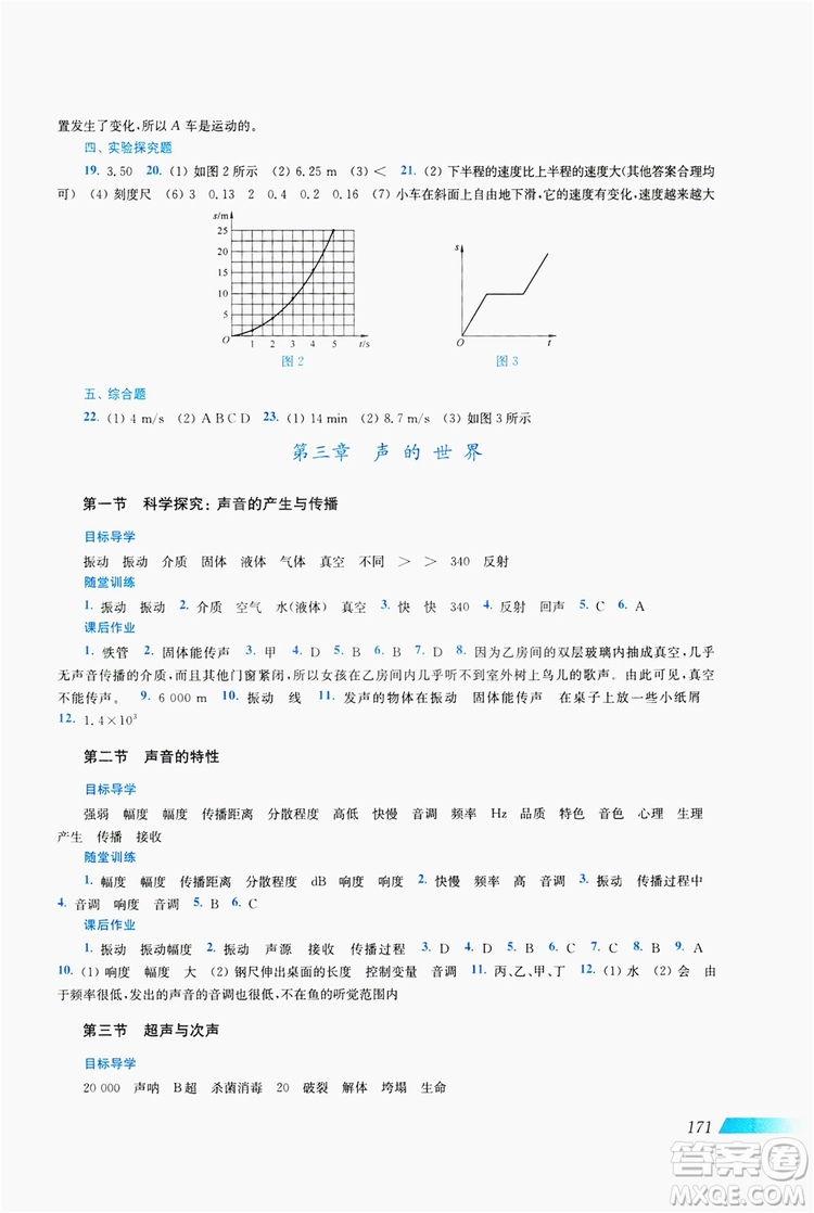 上?？茖W(xué)技術(shù)出版社2019新課程初中物理同步訓(xùn)練八年級全一冊答案