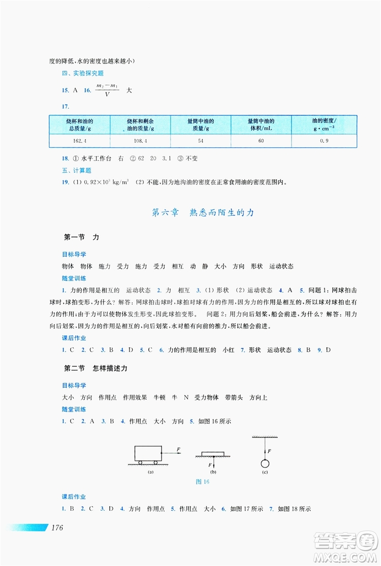上?？茖W(xué)技術(shù)出版社2019新課程初中物理同步訓(xùn)練八年級全一冊答案