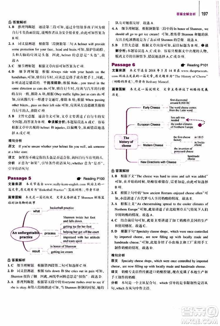 曲一線2020版53英語(yǔ)中考英語(yǔ)完形填空與閱讀理解150+50篇通用版參考答案