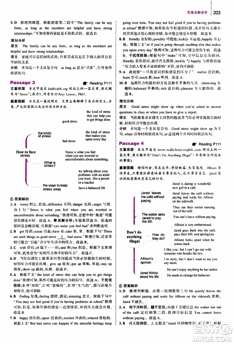 曲一線2020版53英語(yǔ)中考英語(yǔ)完形填空與閱讀理解150+50篇通用版參考答案