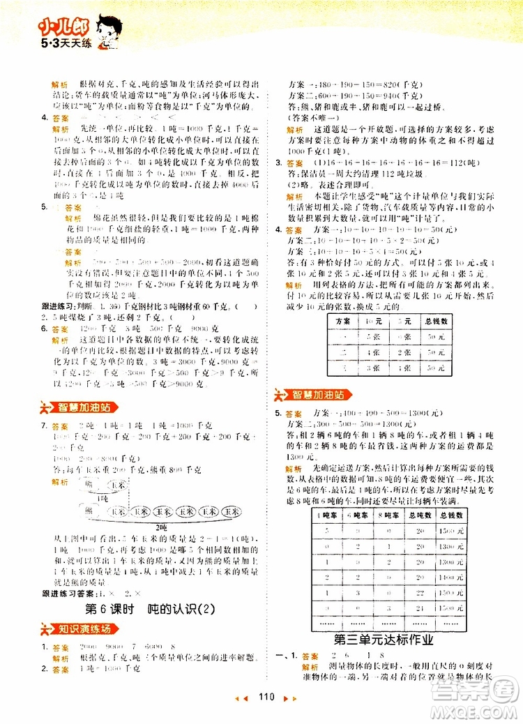 小兒郎2019秋53天天練三年級數(shù)學(xué)上冊RJ人教版參考答案