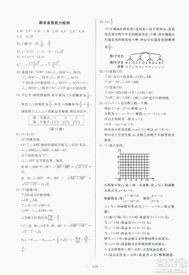 南方出版社2019新課程同步訓練9年級數(shù)學上冊人教版答案