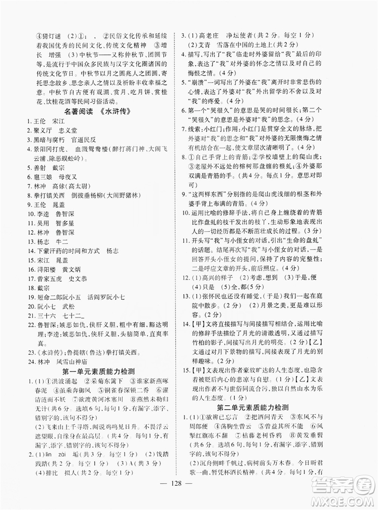 南方出版社2019新課程同步訓(xùn)練9年級(jí)語(yǔ)文上冊(cè)人教版答案