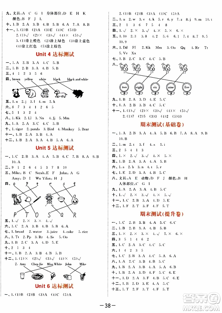 小兒郎2019秋53天天練三年級(jí)英語(yǔ)上冊(cè)RP人教版參考答案