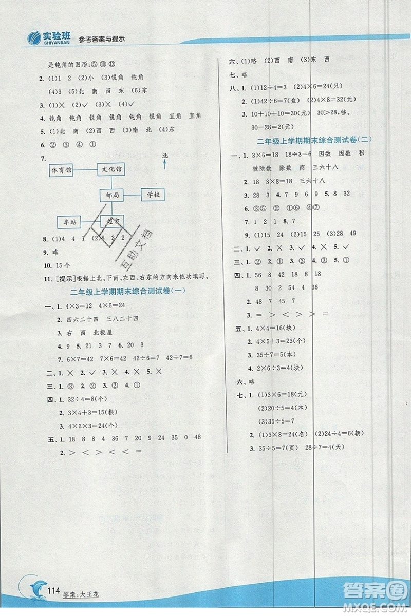 江蘇人民出版社春雨教育2019秋實(shí)驗(yàn)班提優(yōu)訓(xùn)練二年級(jí)數(shù)學(xué)上冊(cè)QD青島版參考答案