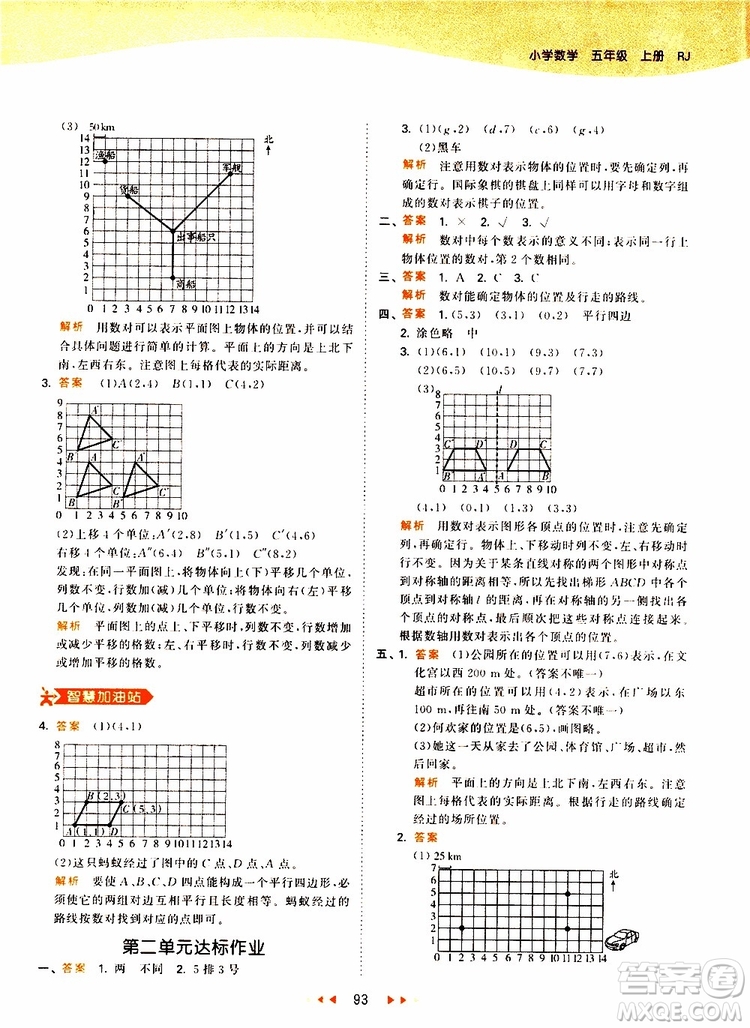2019秋小兒郎53天天練五年級數(shù)學(xué)上冊RJ人教版參考答案