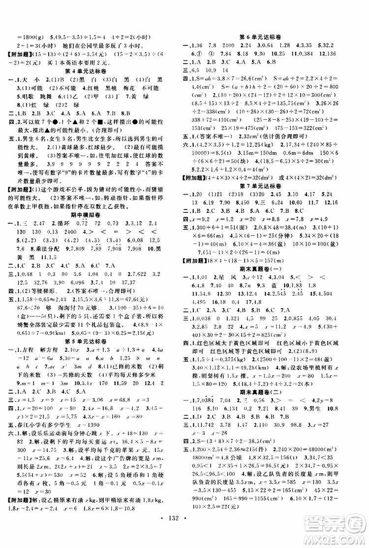 廣東經(jīng)濟(jì)出版社2019名校課堂數(shù)學(xué)五年級上冊R人教版答案
