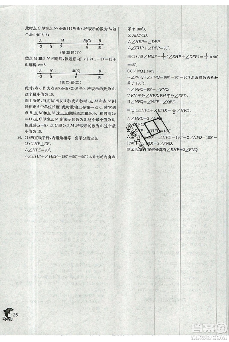 江蘇人民出版社春雨教育2019秋實(shí)驗(yàn)班提優(yōu)訓(xùn)練七年級(jí)數(shù)學(xué)上冊(cè)HSD華師大參考答案
