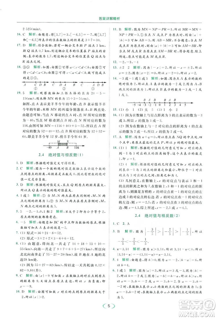 云南美術(shù)出版社2019亮點(diǎn)給力提優(yōu)課時(shí)作業(yè)本七年級(jí)數(shù)學(xué)上冊(cè)蘇教版答案
