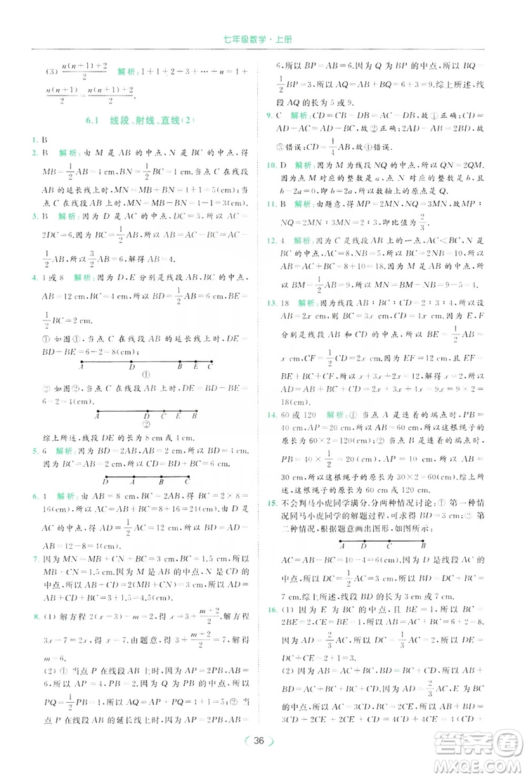云南美術(shù)出版社2019亮點(diǎn)給力提優(yōu)課時(shí)作業(yè)本七年級(jí)數(shù)學(xué)上冊(cè)蘇教版答案