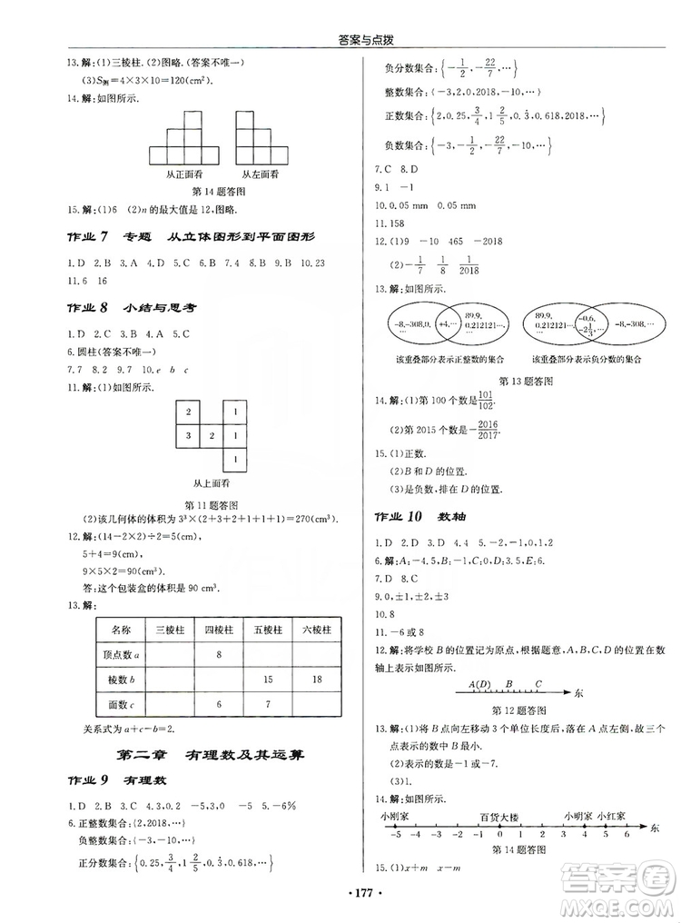 龍門書局2019啟東中學(xué)作業(yè)本七年級數(shù)學(xué)上冊北師大BS版答案