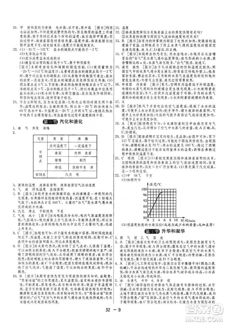 春雨教育2020升級(jí)版1課3練單元達(dá)標(biāo)測(cè)試七年級(jí)上冊(cè)物理人民教育RMJY版答案