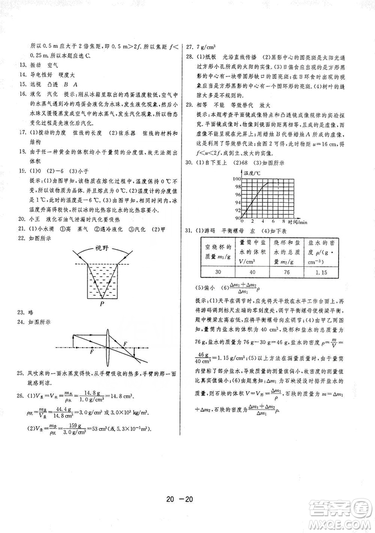 2019春雨教育1課3練單元達(dá)標(biāo)測(cè)試8年級(jí)上冊(cè)物理滬粵版HY答案