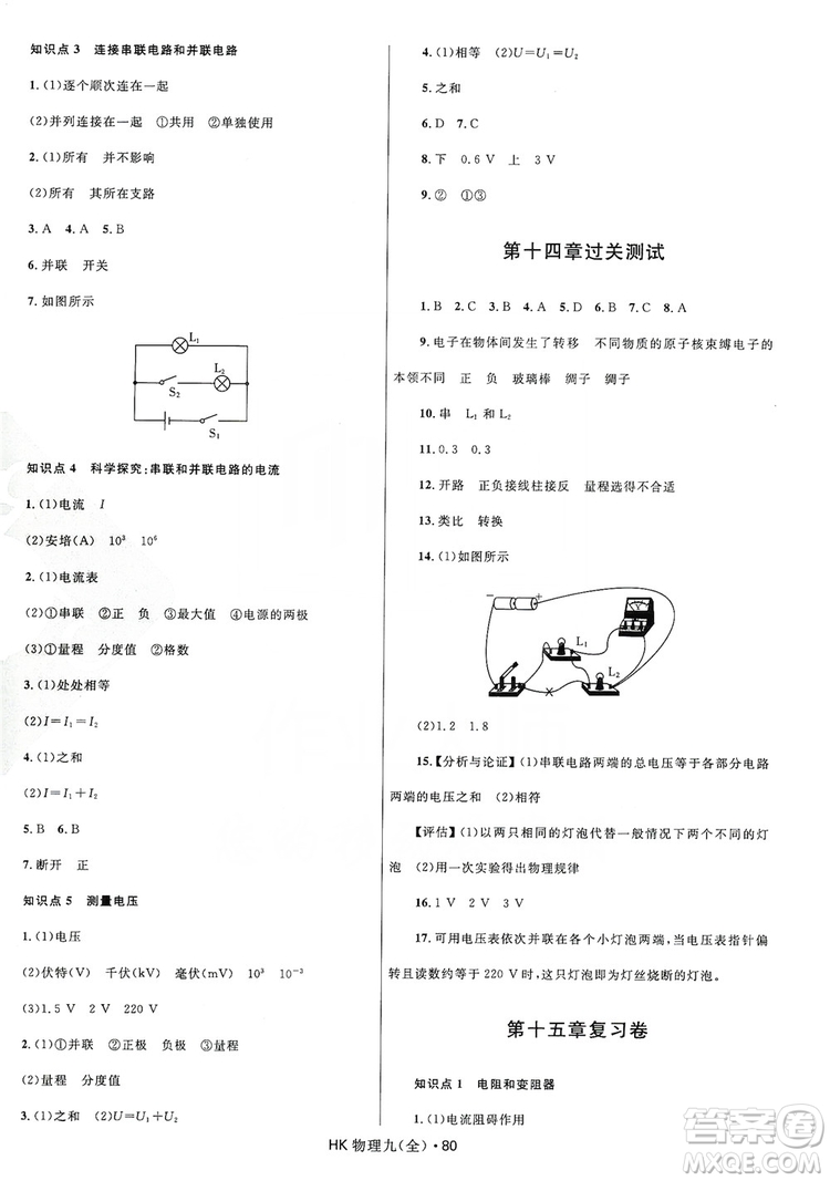 2019奪冠百分百初中優(yōu)化測(cè)試卷九年級(jí)物理全一冊(cè)滬科版答案
