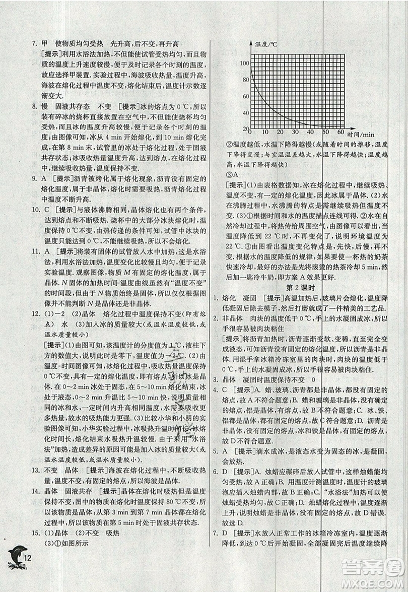 江蘇人民出版社春雨教育2019秋實(shí)驗(yàn)班提優(yōu)訓(xùn)練八年級(jí)物理上冊(cè)JSKJ蘇教版參考答案