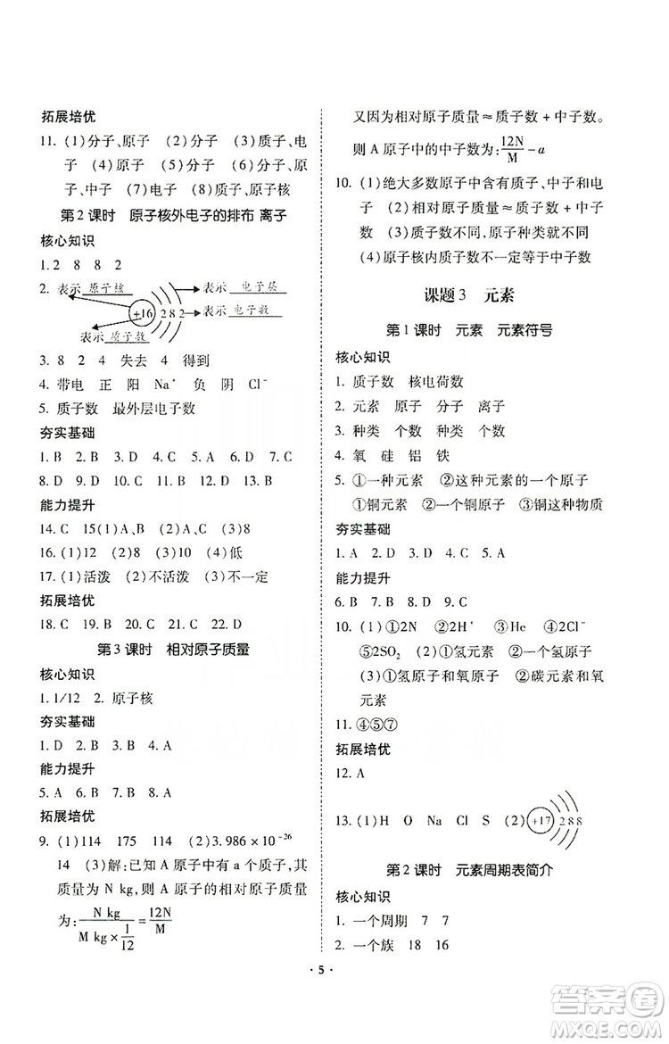 馳逐文化2019課時刷優(yōu)化分層作業(yè)九年級化學上冊答案