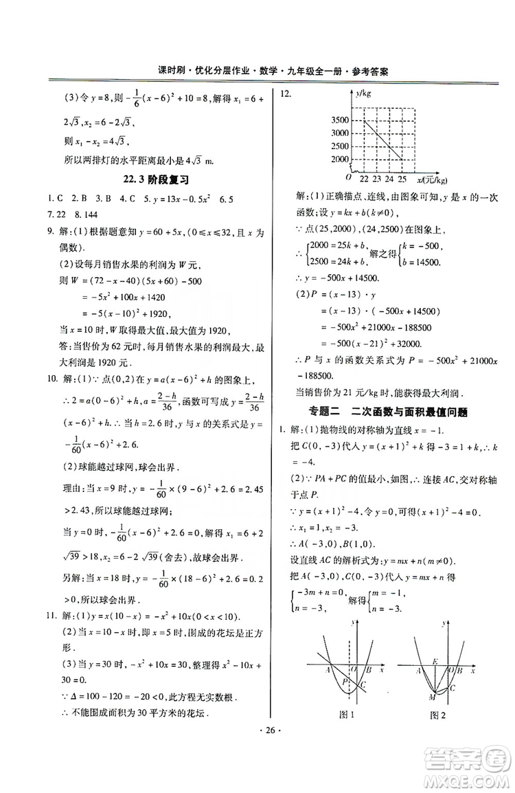 馳逐文化2019課時(shí)刷優(yōu)化分層作業(yè)九年級數(shù)學(xué)全一冊答案