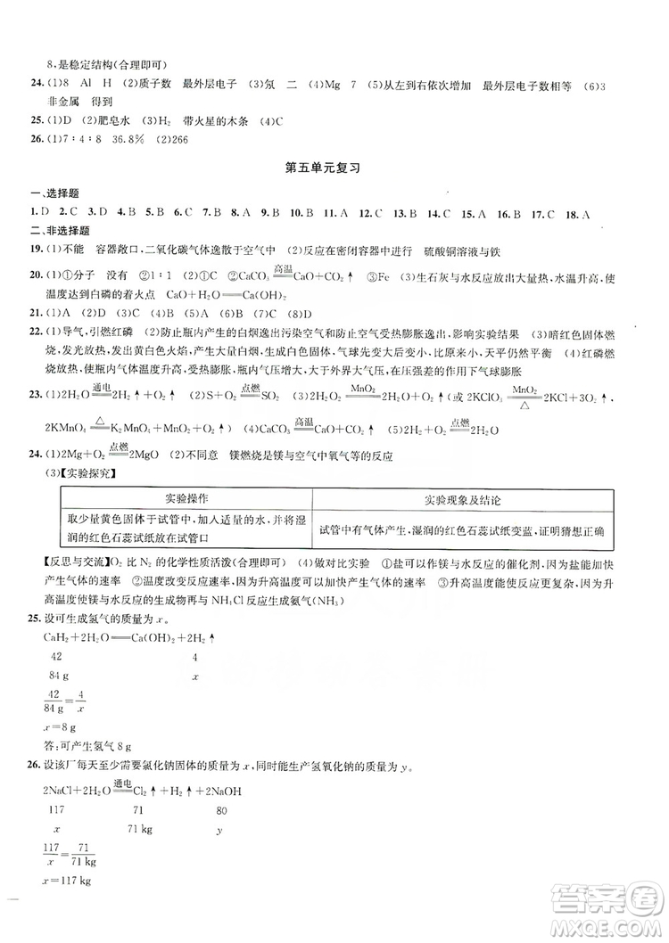 2019金鑰匙沖刺名校大試卷9年級(jí)化學(xué)上冊(cè)國(guó)標(biāo)全國(guó)版答案
