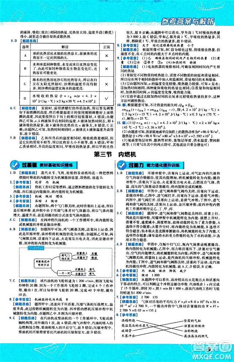 2020版一遍過九年級(jí)全一冊(cè)物理HK滬科版參考答案