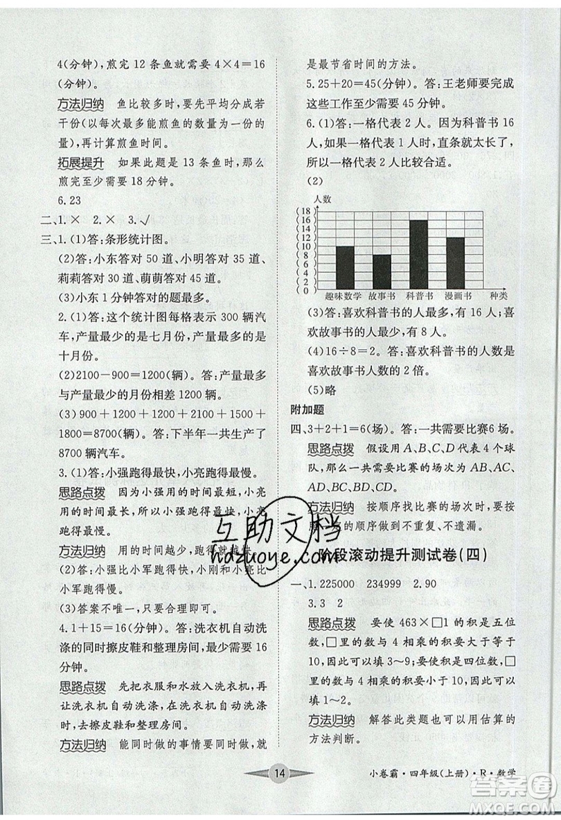江西高校出版社2019金喵教育小卷霸四年級(jí)上冊(cè)數(shù)學(xué)參考答案
