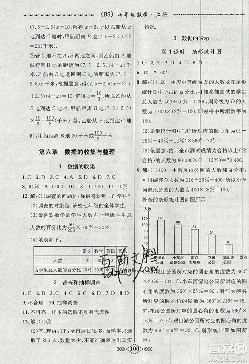 學(xué)霸刷題王8分鐘小考卷小考必刷題七年級數(shù)學(xué)上冊BSD北師大版參考答案