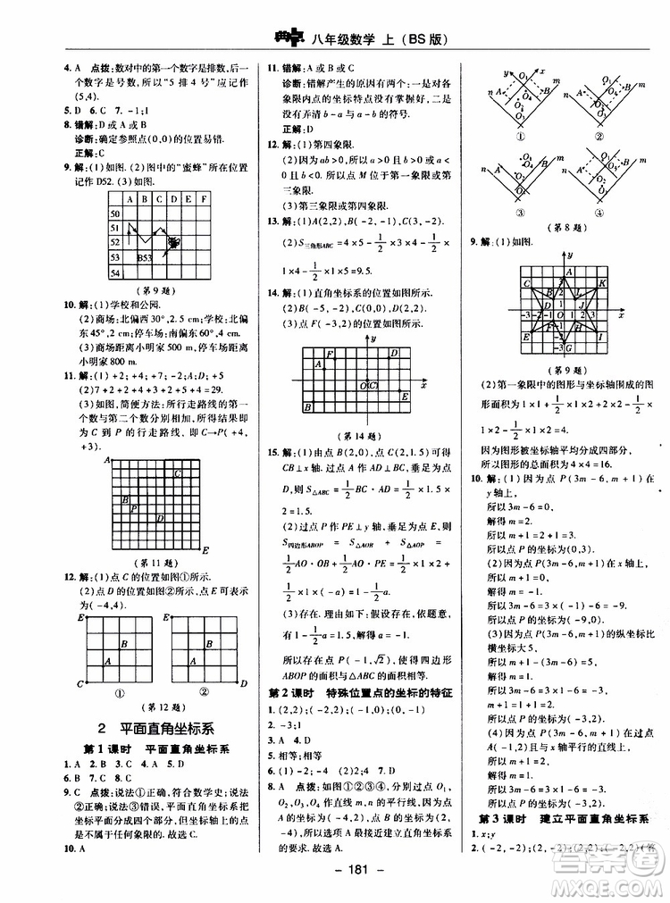 榮德基2019秋典中點(diǎn)綜合應(yīng)用創(chuàng)新題數(shù)學(xué)八年級上BSD北師大版參考答案